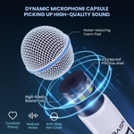 Condenser XLR Microphone Suitable for Recording, Podcasting, Singing, Streaming, and Gaming
Handheld Wireless Microphone System with UHF Dual Channel, Karaoke Handheld Mic for Singing, Wedding, DJ, Party, Speech, Church